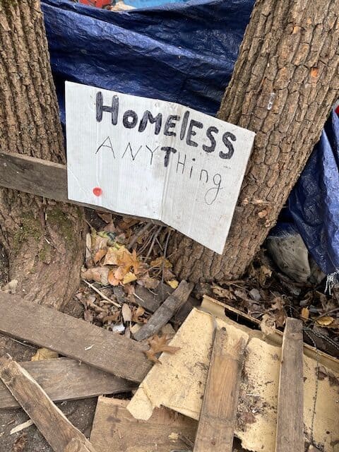 "Homeless Anything" sign