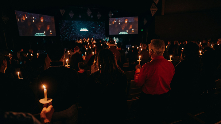 Candlelight Christmas Service At Church