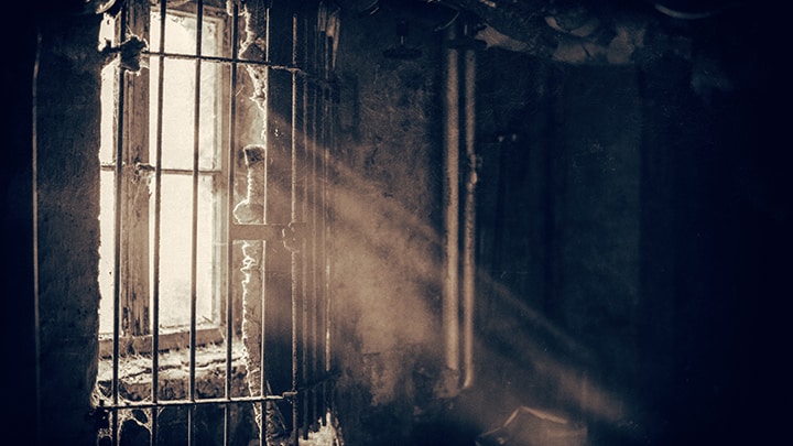 Light coming through barred window